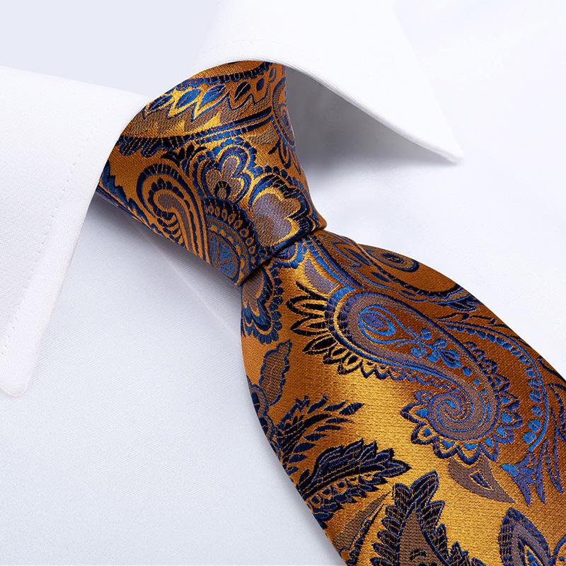 Dibangu Men Tie Paisley Wedding Tie for Men Hanky CufflinkS Silk Men Tie Set Party Business Fashion