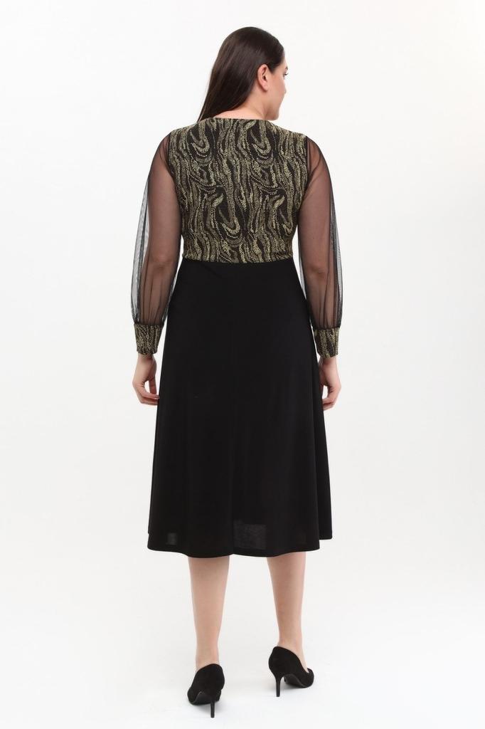 Women's Big Size Dress Medium Size Double Breasted Collar Sleeves Tulle Dress