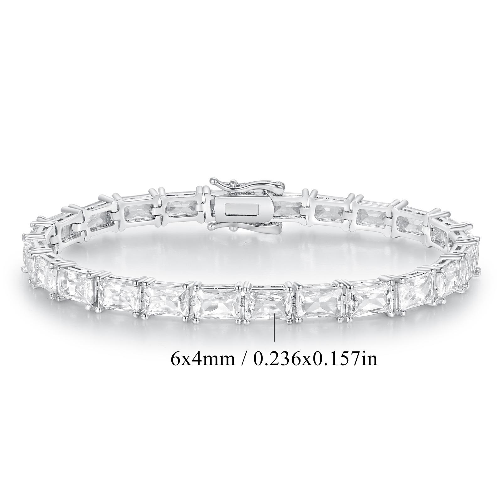 Позолоченный 18-каратным золотом сверкающий квадратный цирконовый браслет женский нишевый легкая роскошь высококлассное ощущение, популярный 6.5inch