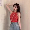 Summer Net Red New Strawberry Thousand Bird Grid Female Summer Sexy Cute Short Halter Vest Harness