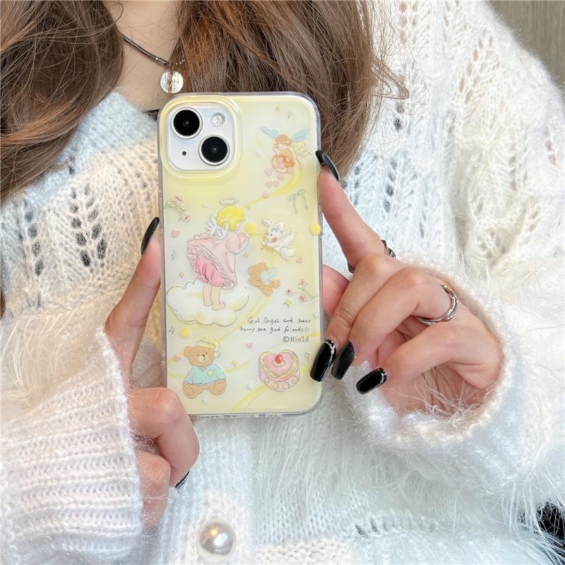 

Little Bear Angel Cake iPhone 17 Case with Beaded Chain - Fits 15 Promax, 14, 13, 12 12 Pro