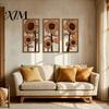 Solid Wood Art 3Pcs Vintage Sunflower Wooden Wall Decor, Farmhouse Cutout Art, Rustic Hanging Ornament for Living Room Bedroom Home Decoration