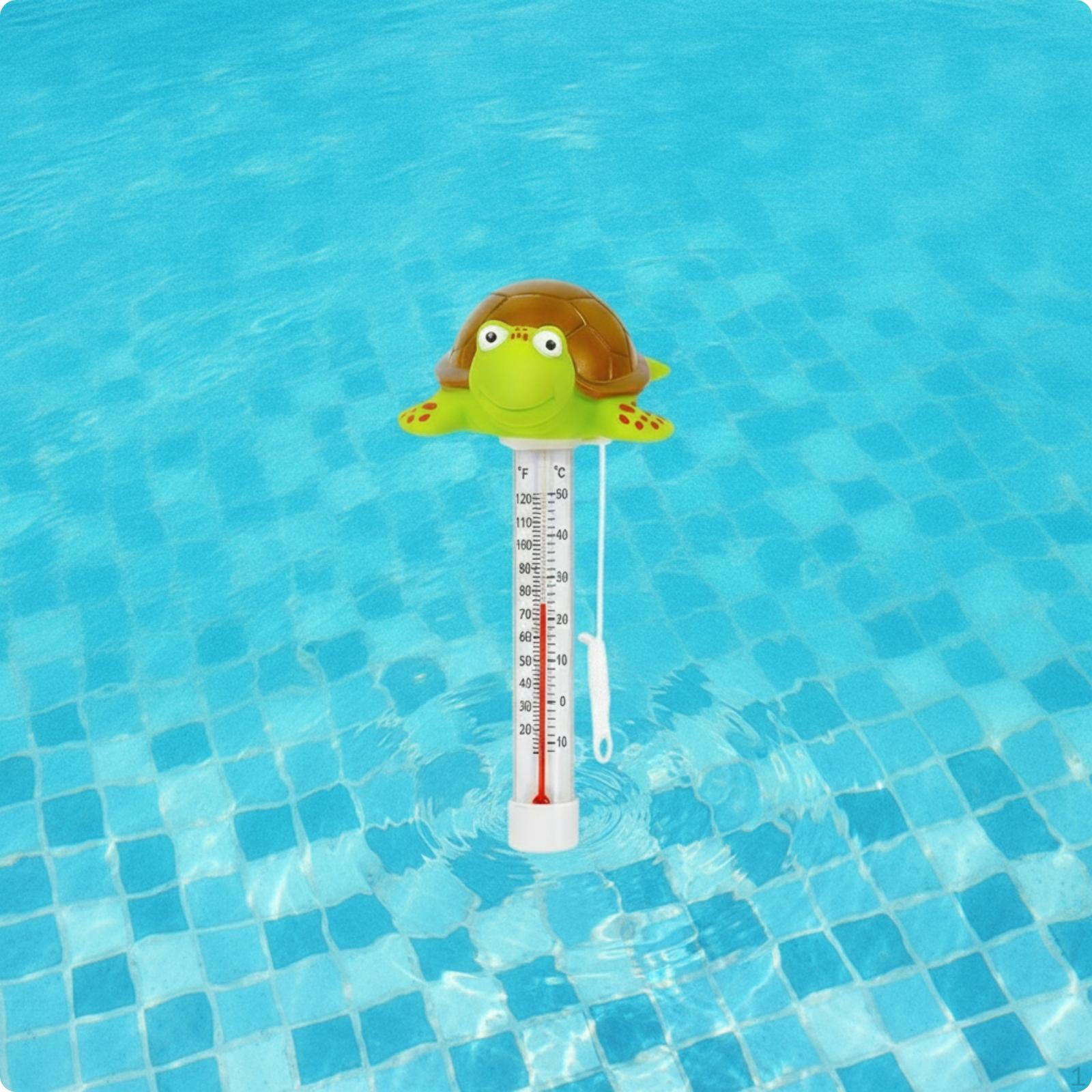 Turtle Thermometer TwomeasurementScale Buoyant with Cord Cute for Pool Owners, Kids,