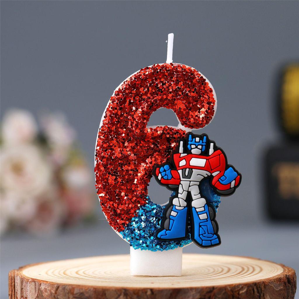 Handmade High-Quality Transformers Cartoon Cake Candle for Children's Birthday