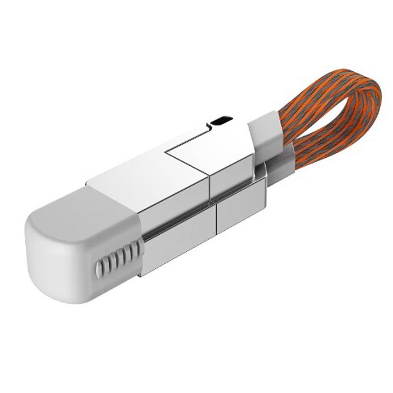 RWINEL 100W PD Fast Charging Zinc Alloy 6-in-1 Magnetic Keychain Data Cable
