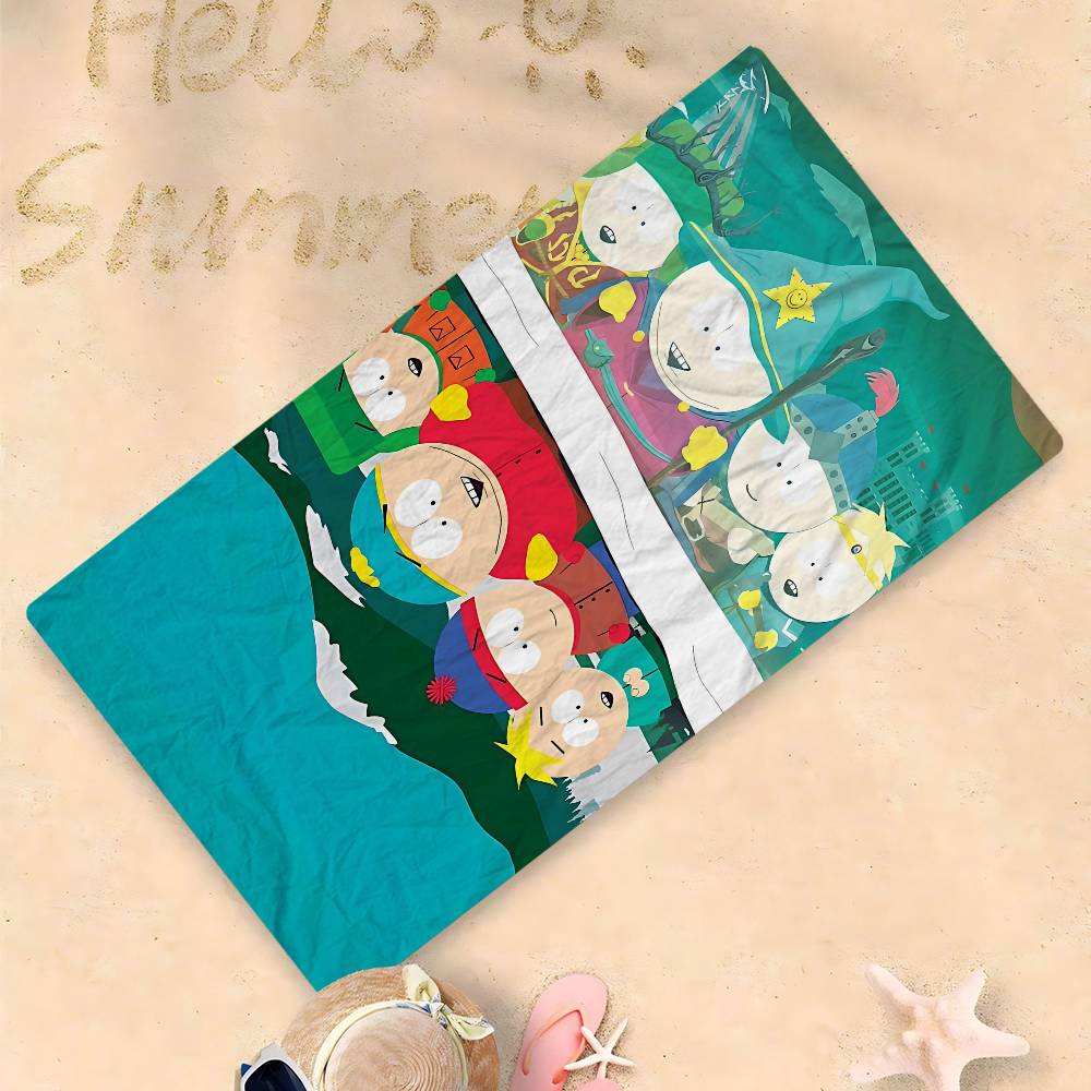 Amine S-South Cartoon P-Park Beach Towels Shower Towel Sauna Travel Spa Microfiber Quick Dry Gym Accessories Cute Room Decor