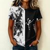 Women's Casual Short Sleeve Round Neck Pullover T-Shirt with Halloween Print