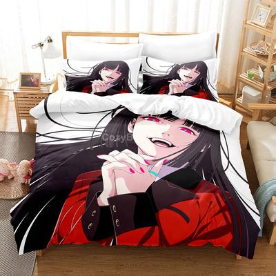 Kakegurui Bettwäsche Set für Mädchen Anime 3D Bettbezug Sets Tröster Bettwäsche Twin Queen King Einzelgröße Jungen Kinder Geschenk Cartoon