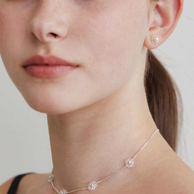 TATIANA (925 Silver) Crystal Flower Necklace NZ2401