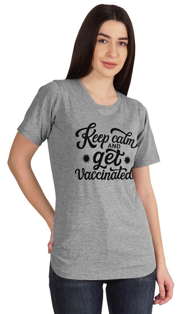 Inkmeso Keep Calm And Get Vaccinated Funny Pro Vaccine Crew Neck T-shirt For