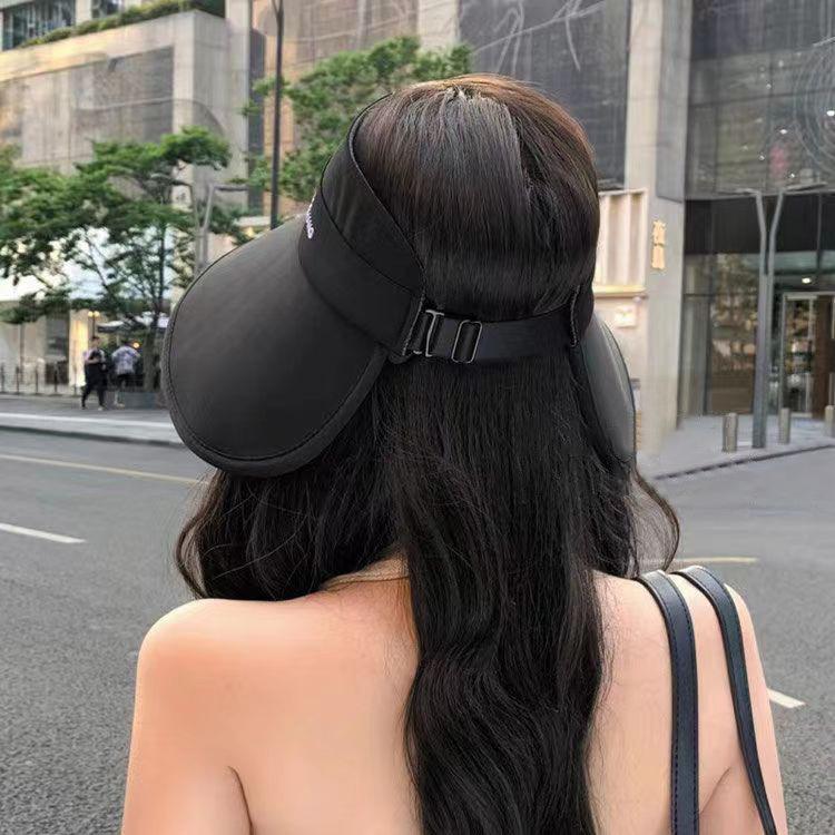 Surround Style, Enlarged Brim, Empty Top Sun Hat, Women's, Summer, Outdoor, UV Resistant, Foldable, Face Covering, Sun Hat
