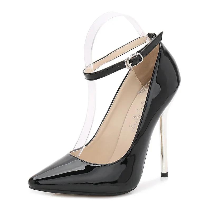 New Black Electroplated Metal with Models on The Runway Sexy Plus Size High Heels Single Shoe Women's Shoes Women Shoes