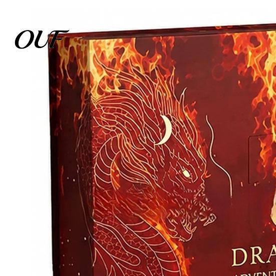 Educational Countdown Calendar Christmas Dragon Advent Calendar, 24 Days 2D Flat Acrylic Ornaments for Kids Fantasy Hanging Pendants Wall Window Tree