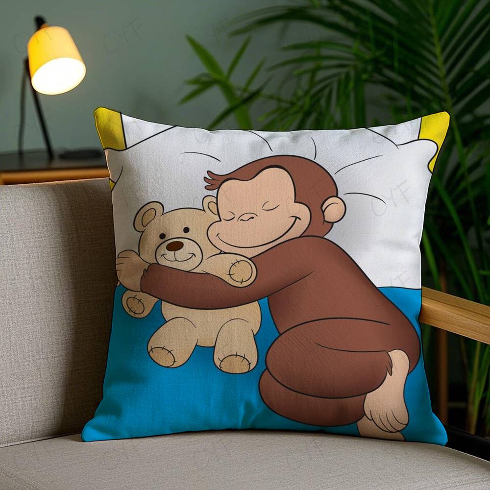 George The Curious Monkey Pillow Case Safe Custom Photo Pillow, Anti-fade Brushed Fleece Cushion, Maternal & Infant Safe.