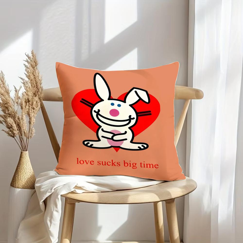 Cute Rabbit Cushion Cover Soft Plush Throw Pillow Cover | Double-Sided Decorative Cushion Case | Sofa Bedroom Home Decor
