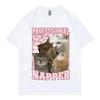 Professional Napper Funny Cat Meme T-shirt Kawaii Unisex Fashion Short Sleeve T-shirts High Quality Cotton Clothing Tee Shirt
