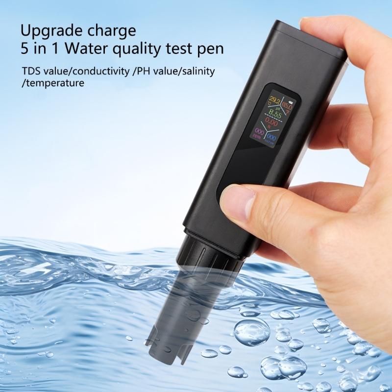Multifunction Water Test Tool    Salinity Temperature Meter LCD Display Water Analysis Tool for Lab & Shower