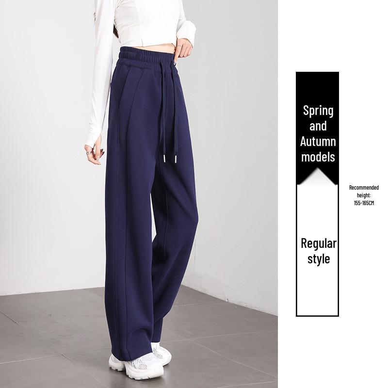 Women's Petite Velvet-Lined Wide-Leg Sweatpants, Straight-Leg Style, Height-Enhancing, 2025 Autumn/Winter Collection.