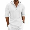 Men's Casual Button Athletic Long Sleeve Hoodie Solid Color Loose Fit Casual Top