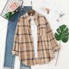 Camisa de Franela a Cuadros Fresca para Mujer 2025 Nuevas Blusas y Tops para Mujer Algodón Holgado Manga Larga Camisas Casuales Ropa Fina para Mujer