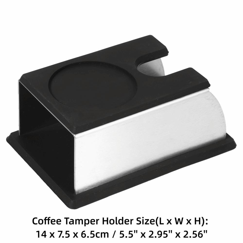 Stainless Steel Coffee Tamper Holder Silicone Rustproof Tamping Holder Durable Black Coffee Powder Maker Stand Coffee Making