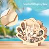 Yousheng Wooden Shell Display Case Handcrafted Rustic Sea Shell Shadow Box Seashell Shaped Storage Display Box Home Office Desktop Decoration
