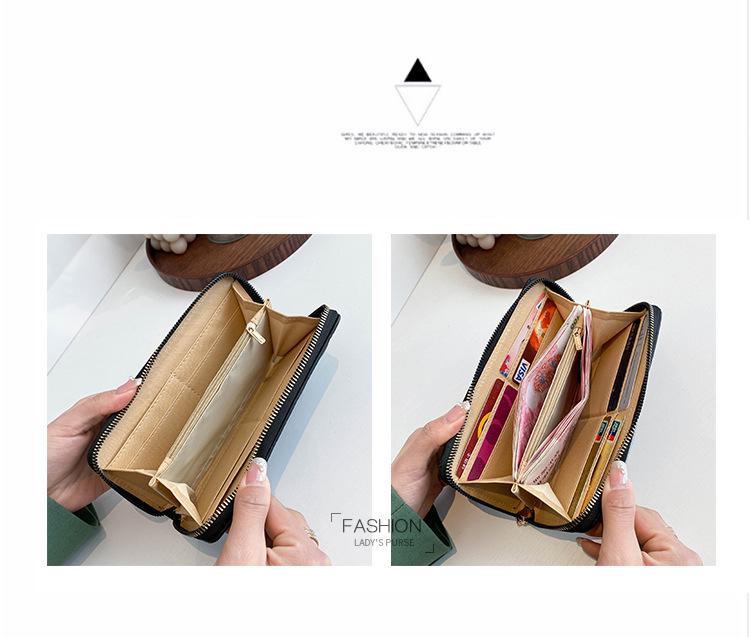 Women's Medium-Length Diamond Pattern Embossed PU Wallet Clutch - Solid Color with Zipper Coin and Phone Slots