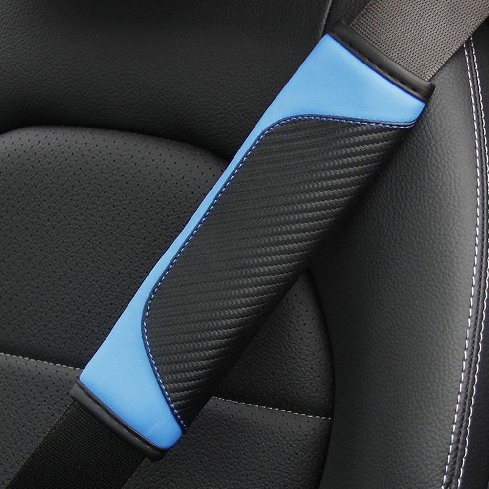 Car Seat Belt Cover Carbon Fiber Leather Crown Universal Auto Seat Belt Covers Shoulder Protection Car Accessories Interior