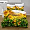 Sunflower Duvet Cover Set Yellow Floral Microfiber Bedding Botanical Print Quilt Cover Lush Field Design