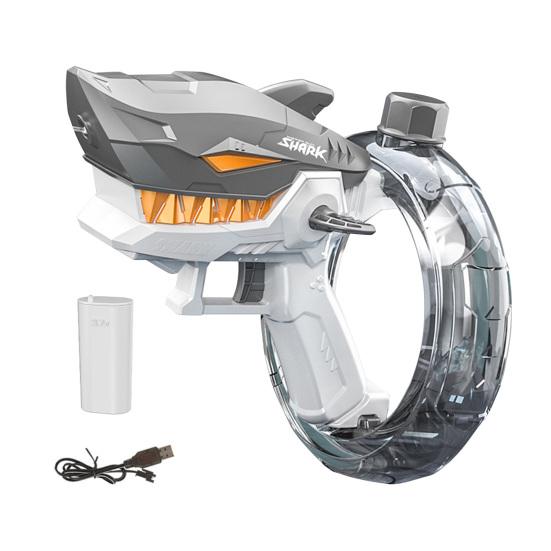 Kids Electric Shark Water Toy Large Capacity Automatic Shooter Summer Outdoor Garden Lawn Rechargeable Water Squirt Toy Toddlers Boys Girls Gift