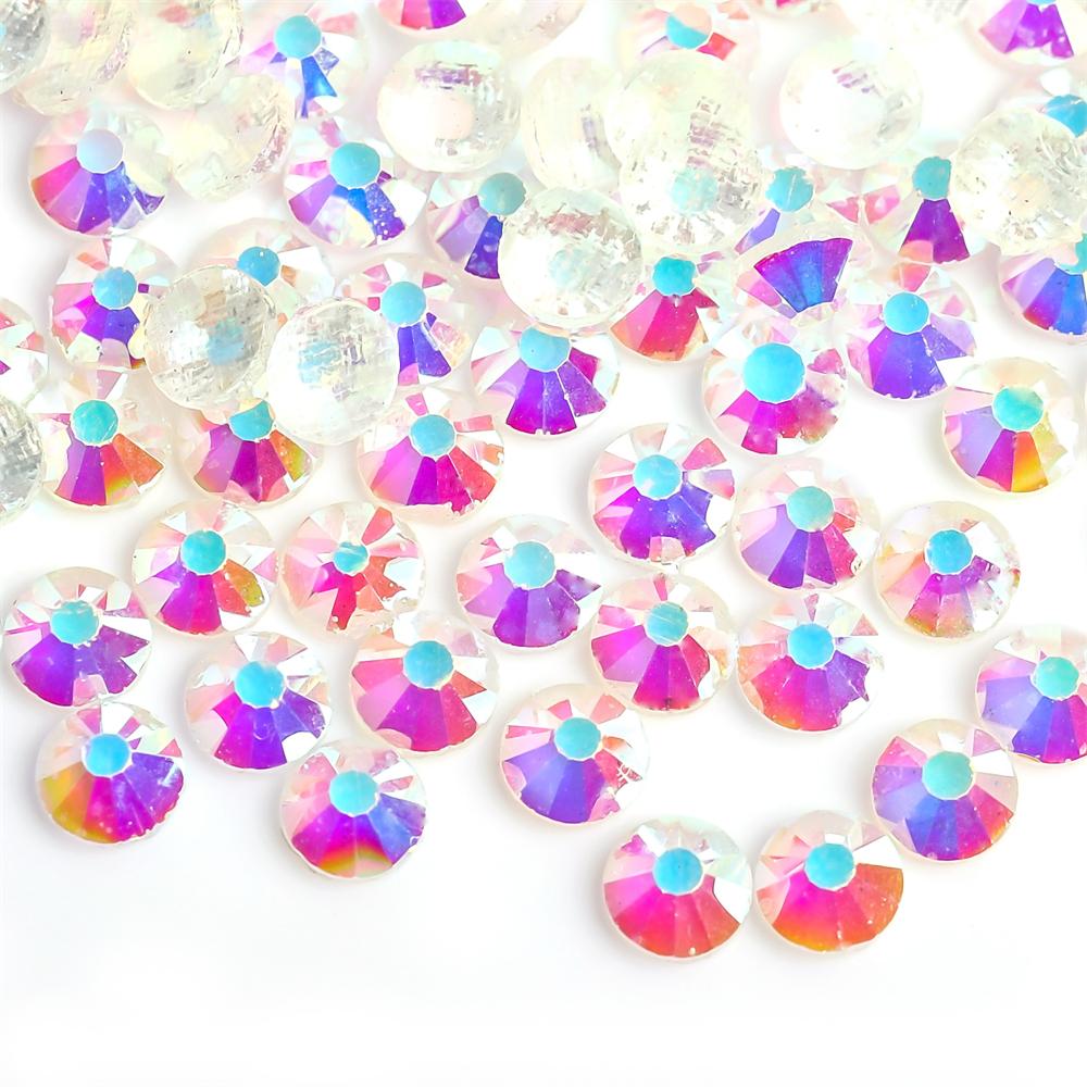 SS6-SS30 40 Farben Crystal AB Better DMC Hot Fix Strasssteine, Glas-Strasssteine zum Aufbügeln, zum Nähen und für Stoffdekorationen