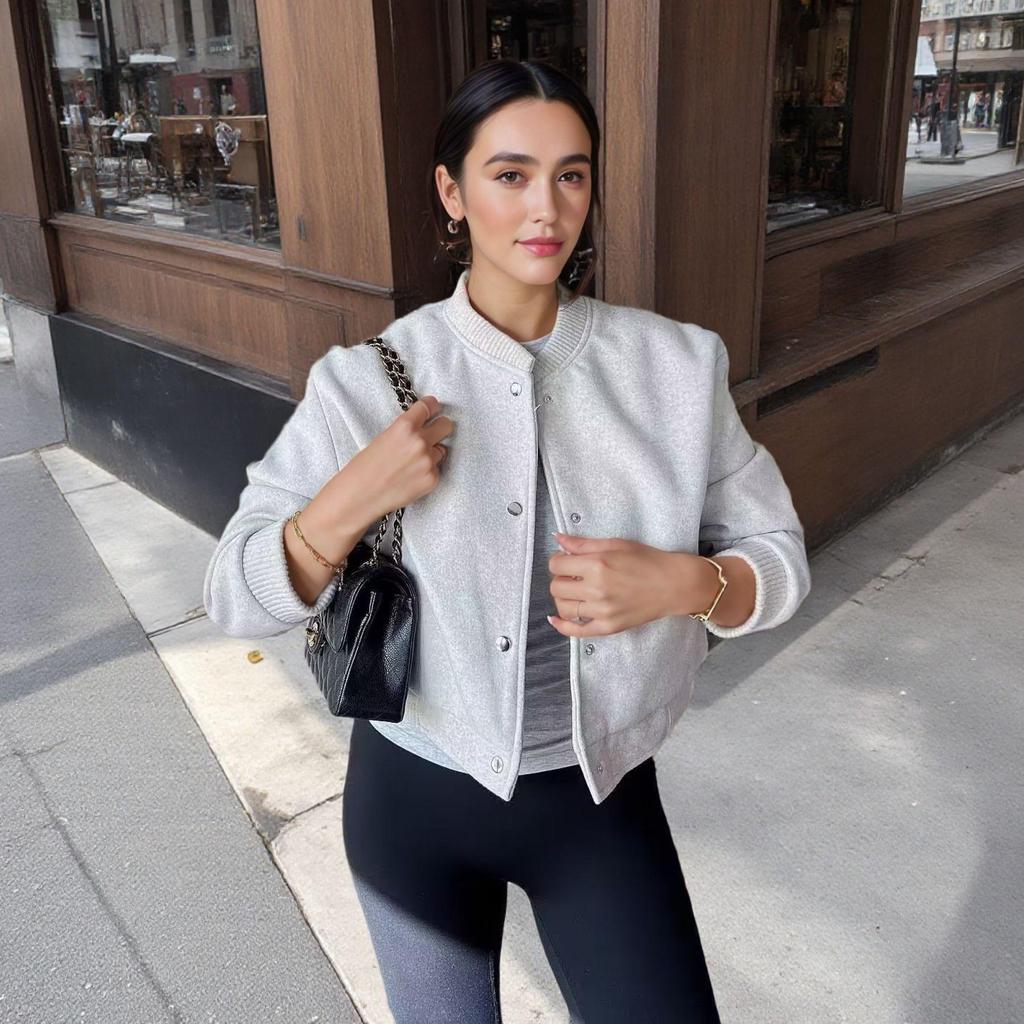 2024 Autumn/Winter Women's Casual Long-Sleeve Soft Bomber Jacket