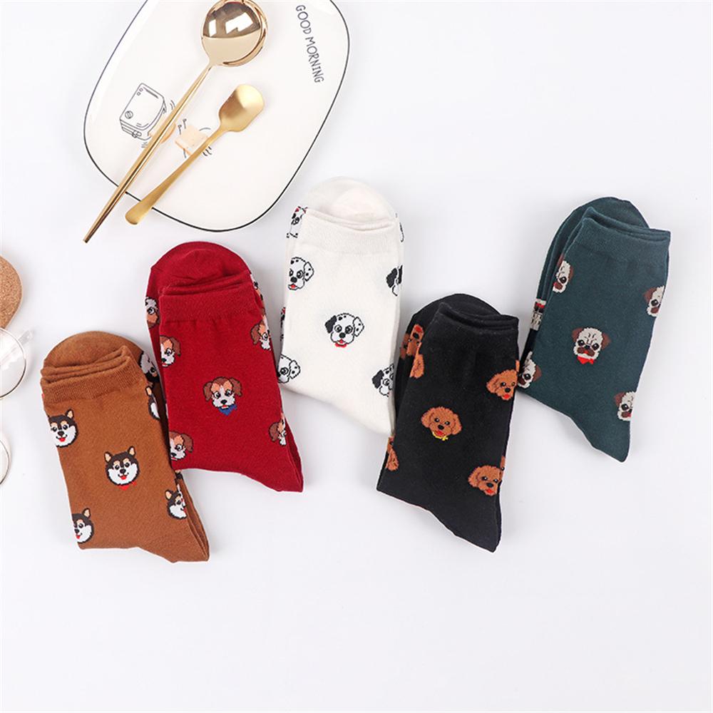 Unisex Funny Cartoon Dogs Head Socks Warm Soft Japanese Korean Cute Happy Puppy Husky Starling Dalmatian Teddy Cotton Sokken