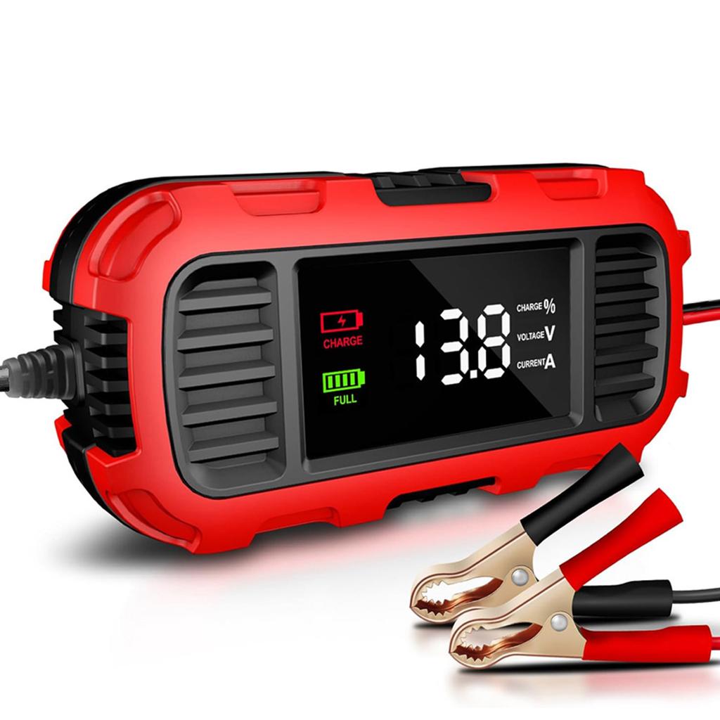 Automatic Trickle Battery Charger, 12V 2A Intelligent Battery Charger with LED Display Screen for Motorcycle AGM GEL