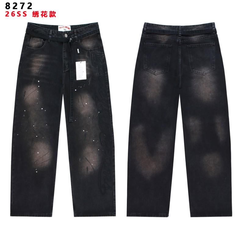 Vintage Washed Distressed Hoodie Denim Pants Set Mens Streetwear Oversized Cotton Sweatshirt Casual Outfit