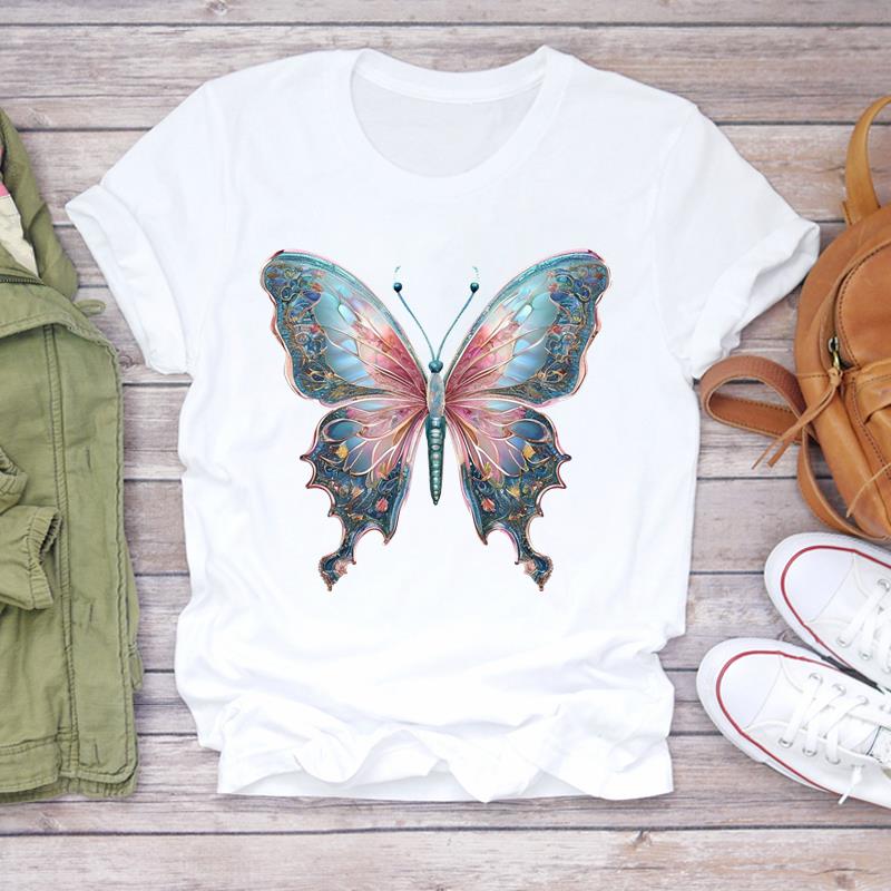 (Asian Size) Women Lovely Flower Trend Tee Top Clothing Casual  Short Sleeve T Shirt Fashion Print Lady Female Graphic T-shirts