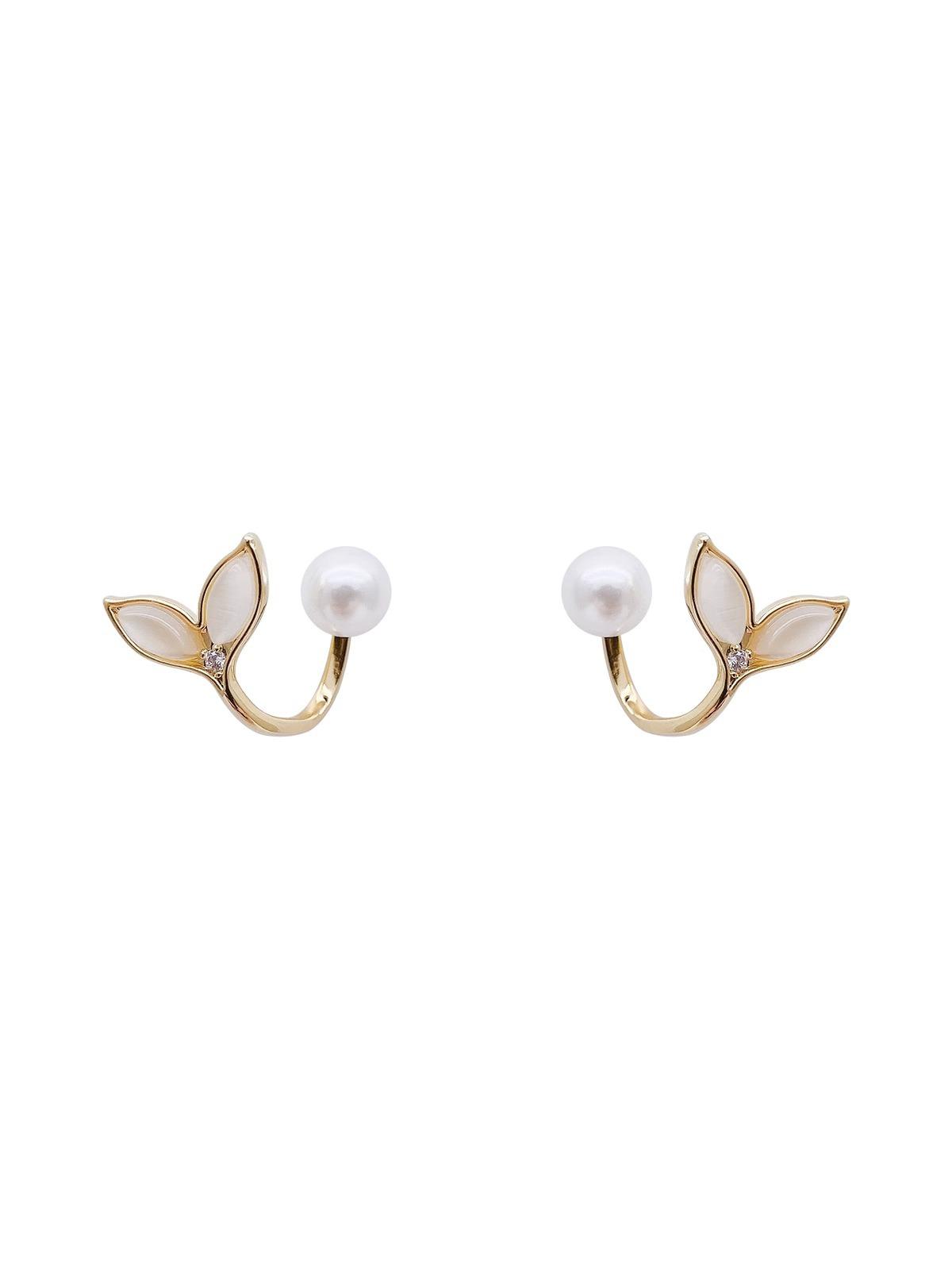 

Серьги-гвоздики с опаловым рыбьим хвостом и жемчугом, нишевый дизайн, легкие роскошные серьги, ежегодные серьги Tide