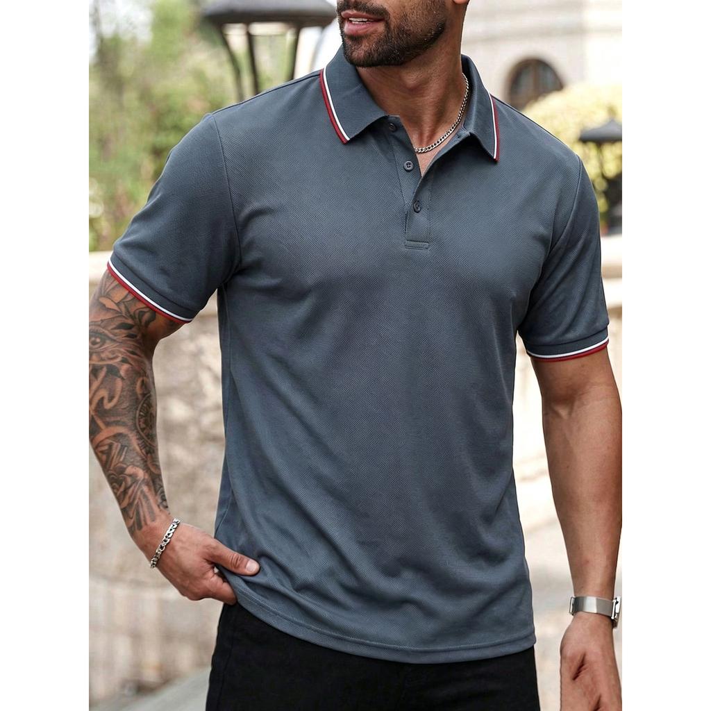 Daily essential! Men's short-sleeve polo shirt, casual and comfortable.