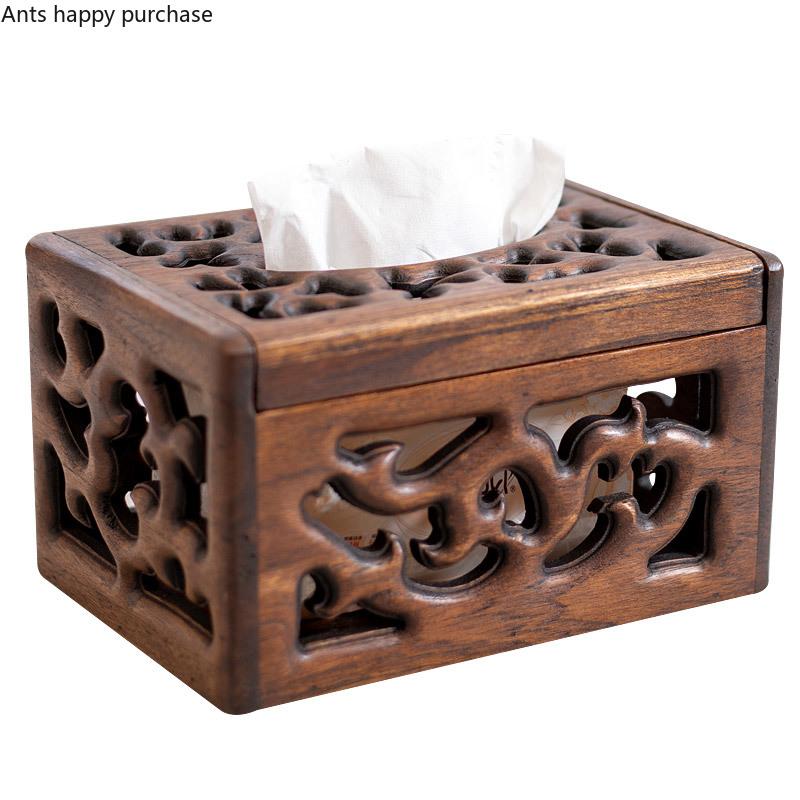 Retro Quadratisch Hohl Holz Kaffee Tisch Tablett Wohnzimmer Schlafzimmer Haushalt Massivholz Papierbox Heimaufbewahrung Taschentuchboxen