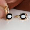 Rainbow Zircon Hoop Earrings Multicolor Crystal Square Stone Earrings Vintage Gold Color Wedding Earrings for Women Party