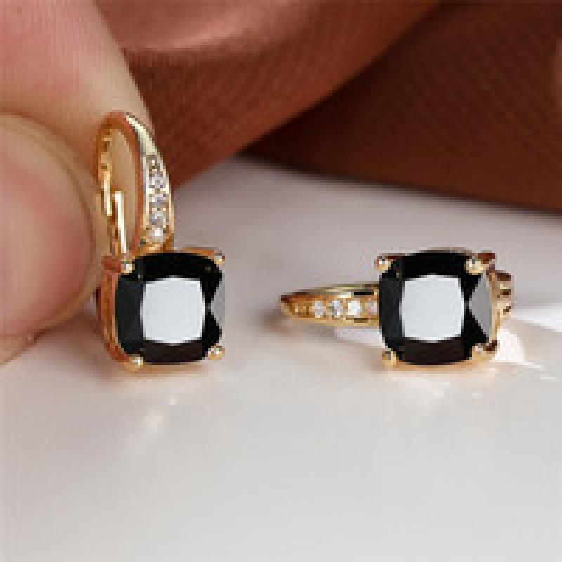 Rainbow Zircon Hoop Earrings Multicolor Crystal Square Stone Earrings Vintage Gold Color Wedding Earrings for Women Party