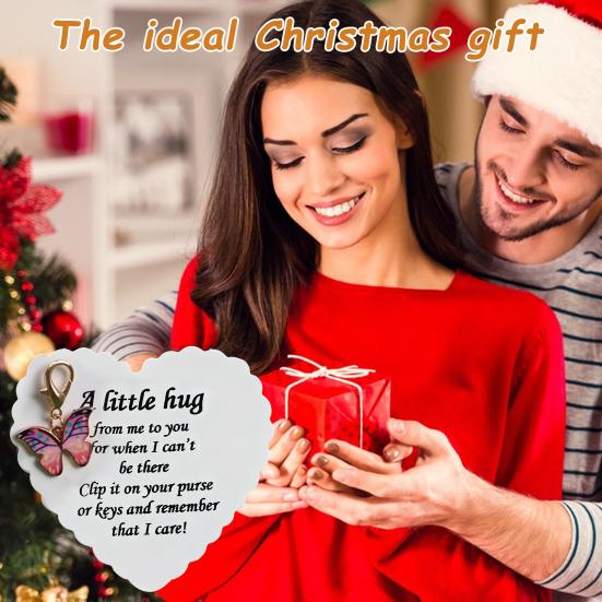 Ciondolo Farfalla con Biglietto Ispirazionale Supporto Emotivo Abbraccio Tascabile Portachiavi Farfalla Ciondolo Decorazione Portafoglio Natale Compleanno Regalo di Incoraggiamento