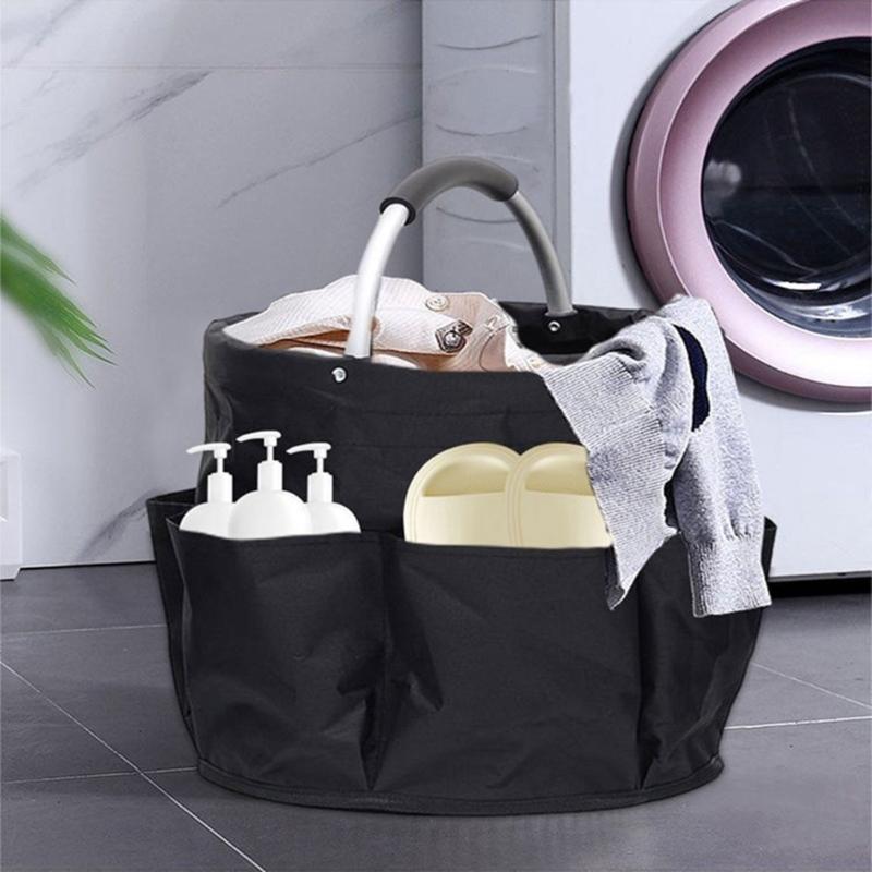 Picnic Basket Collapsible Organizer Bag with Exterior Pocket EVA Handle Splashproof Basket Large Capacity Storage Basket