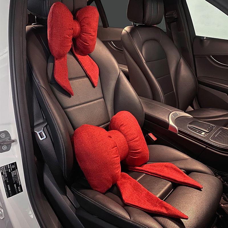 Car Headrest Bowknot Neck Support Pillow - Cervical Seat Cushion Pair