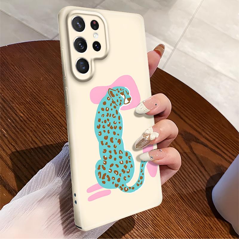 Foreign Trade for Fashion Blue Cheetah Printing Mobile Phone Case Samsung S23/S22 Fine Hole Wear-resistant Galaxy S25 +