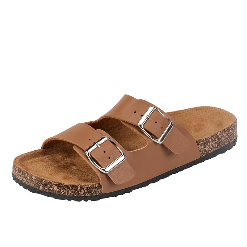 Fashion Luxury Leather Cork Sandals Summer Male Women Mules Slippers Clogs Beach Shoes Classic Buckle Slides Slippers for Men Slippers
