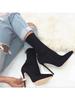 Fashion Neon Pink Pointed - Toe Knee - High Heeled Boots: Fashion - Forward Statement Footwear Stretch Cloth
