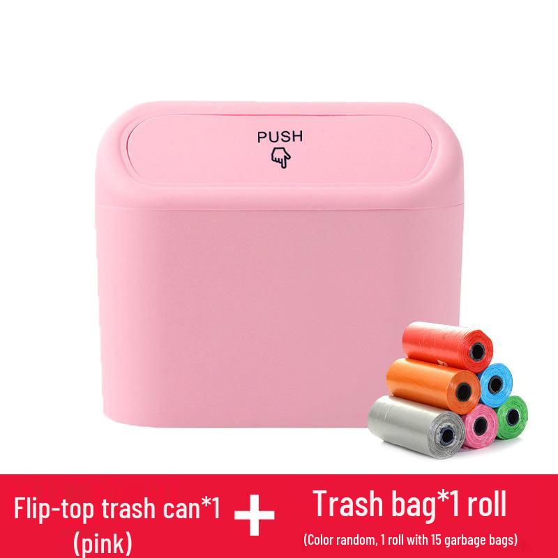 Hanging Car Trash Can with Lid & Side Door Storage