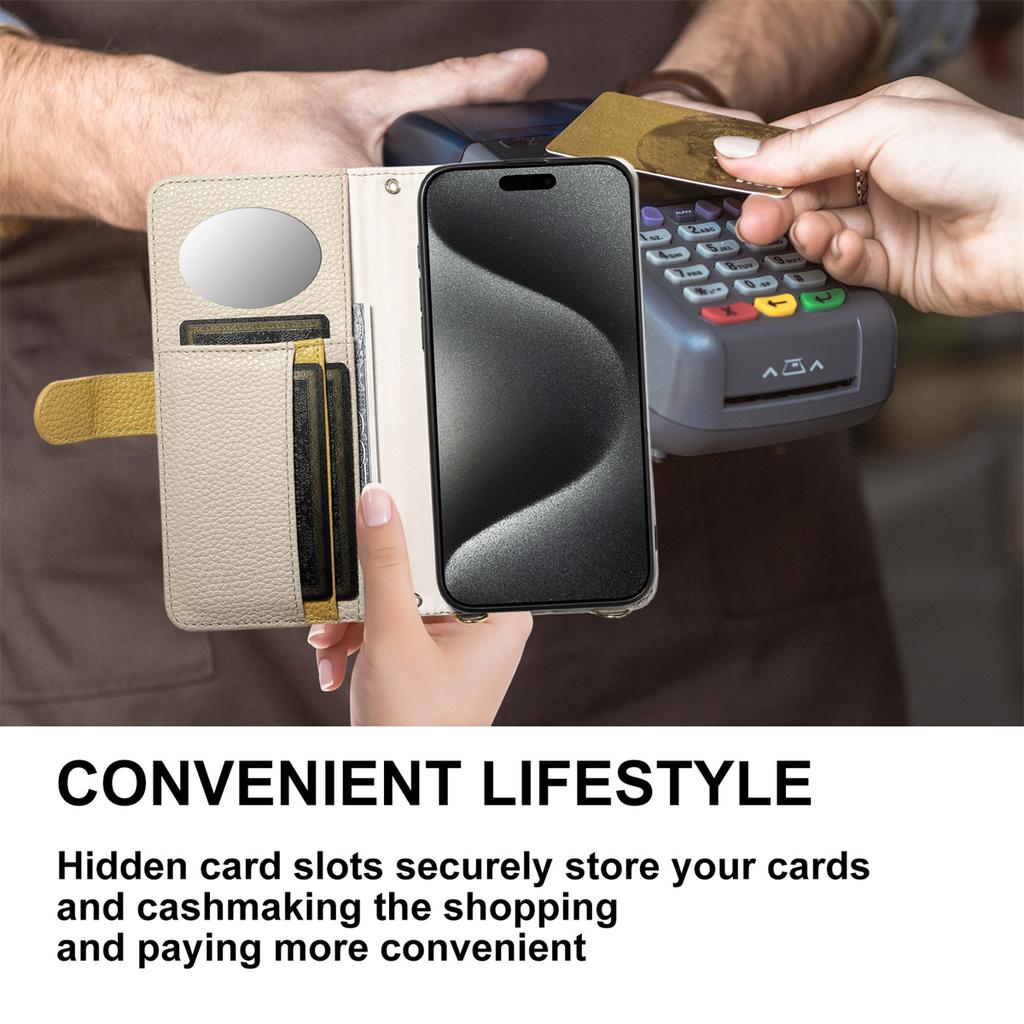 Leather Phone Case for Google Pixel 6-Pixel 9 Series with Coin Pocket, Card Slot, Mirror & Stand – Multiple Colors