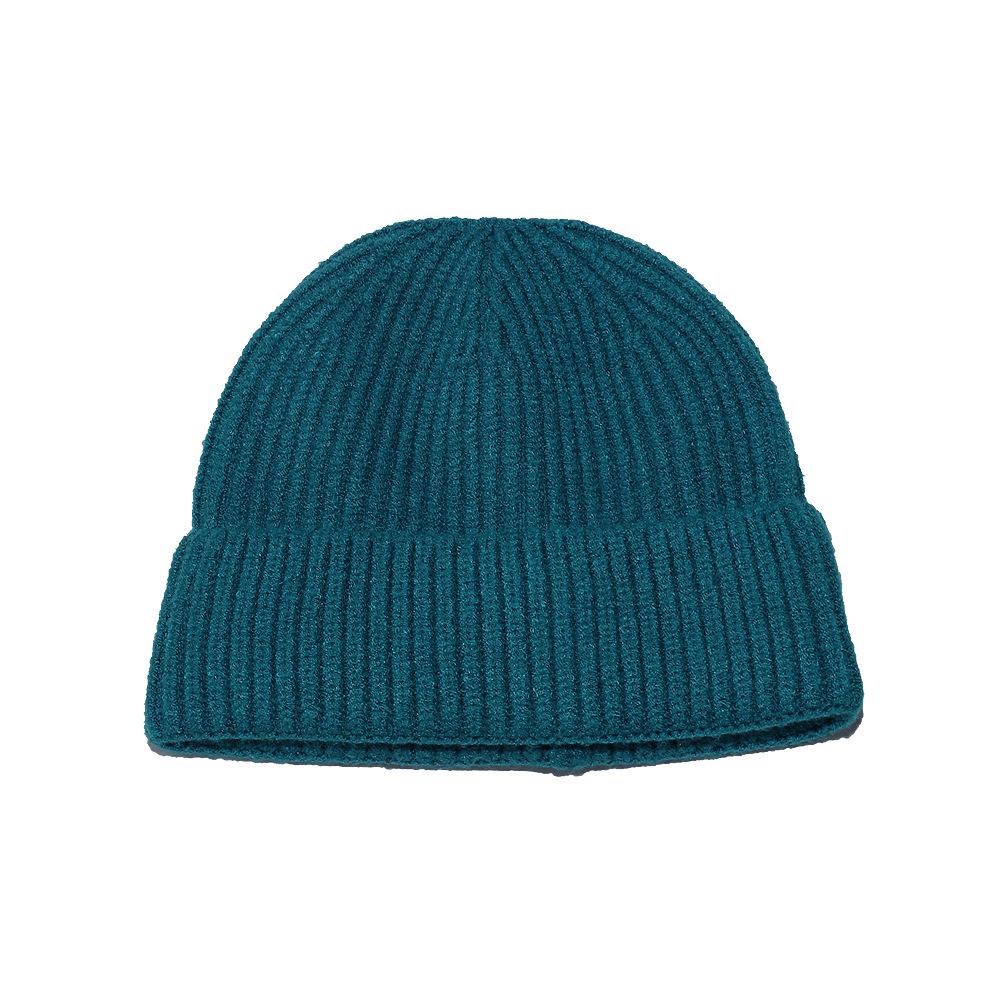 Cold hat men's winter warm solid color short melon fur hat men's dome wool knitted hat retro beanless winter hat